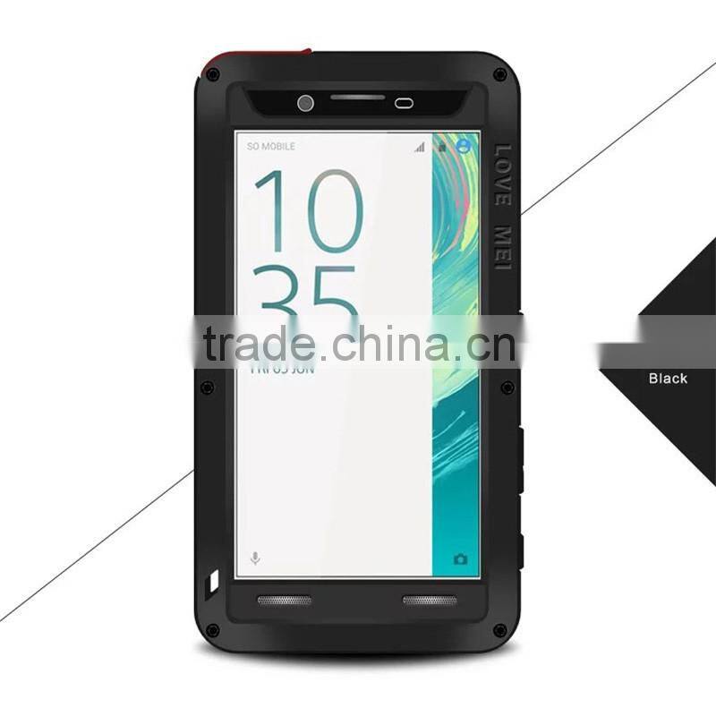 For Sony Xperia X Case Love Mei Powerful Rugged Waterproof Shockproof Dirtproof Case with Glass Metal Aluminum case