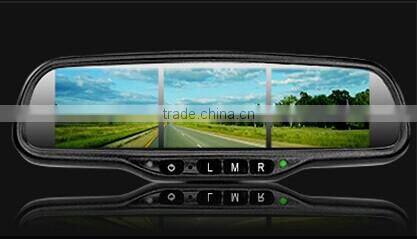 multiple display rearview mirror with triple/double monitor 4/6 videos input special for truck and trailer