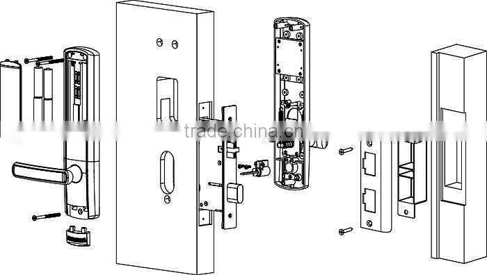 Card Key Wireless Hotel Security Door Lock System, Wireless Hotel Security Door Lock Software, Wireless Hotel Seucurity Lock