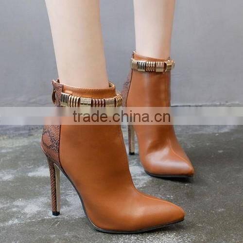 2016 browm heel ankle boots high quality women ankle boots PF4407