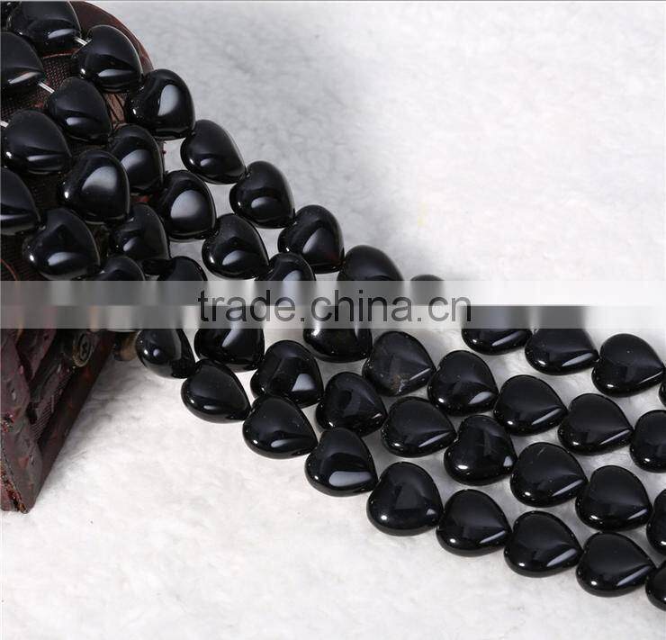 Natural loose heart shape onyx strand size 6 12 14mm wholesale natural agate black gemstone