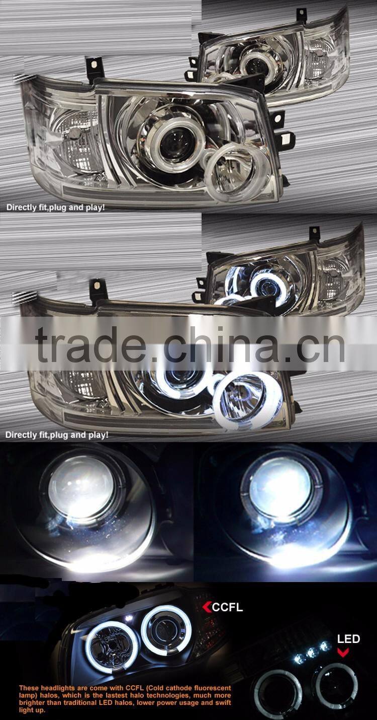 Crystal CCFL Angel Eyes HID Projector lens Headlight for Toyota Hiace KDH200 05-10