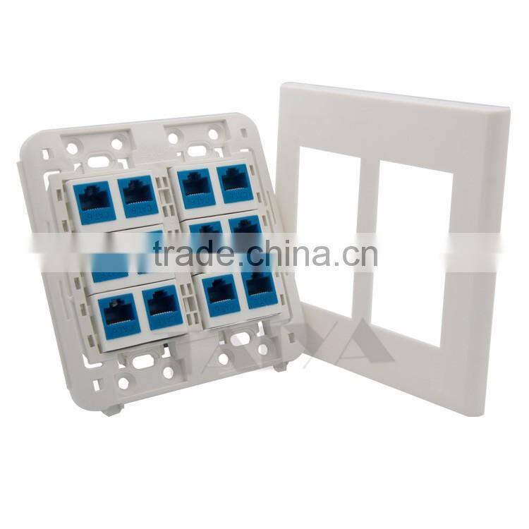 120 X 120mm face plate 12 Ports CAT6 rj45 female to female wall plate network wall plate support customization
