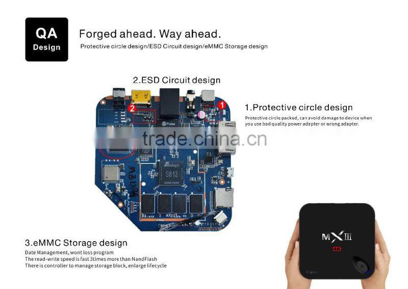 2016 the newest ODM MX3-G Amlogic S812 Quad Core TV BOX