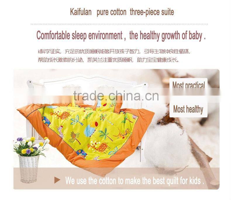 Baby and kindergarten 100% cotton quilt 3 pieces bedding sets luka town style