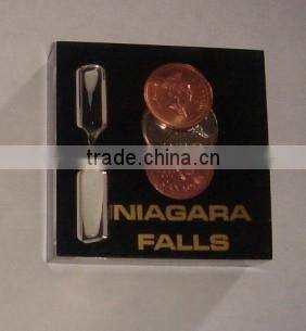 Promotional gifts clear acrylic coin paperweight