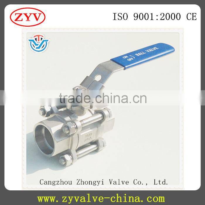 high service free service 316/304 stainless steel 3pc ball valve