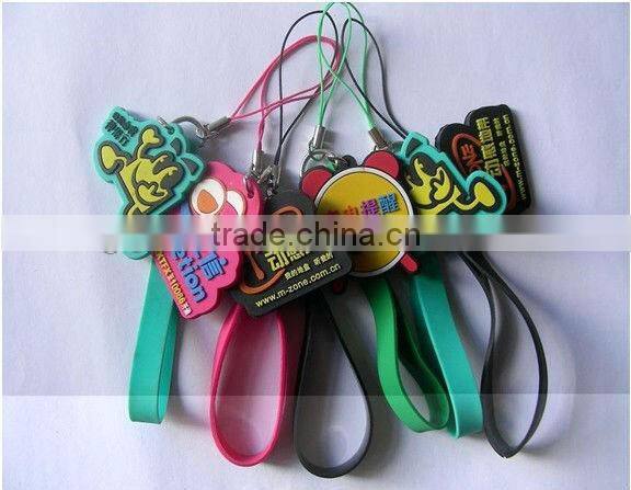 3D soft pvc mobile phone strap