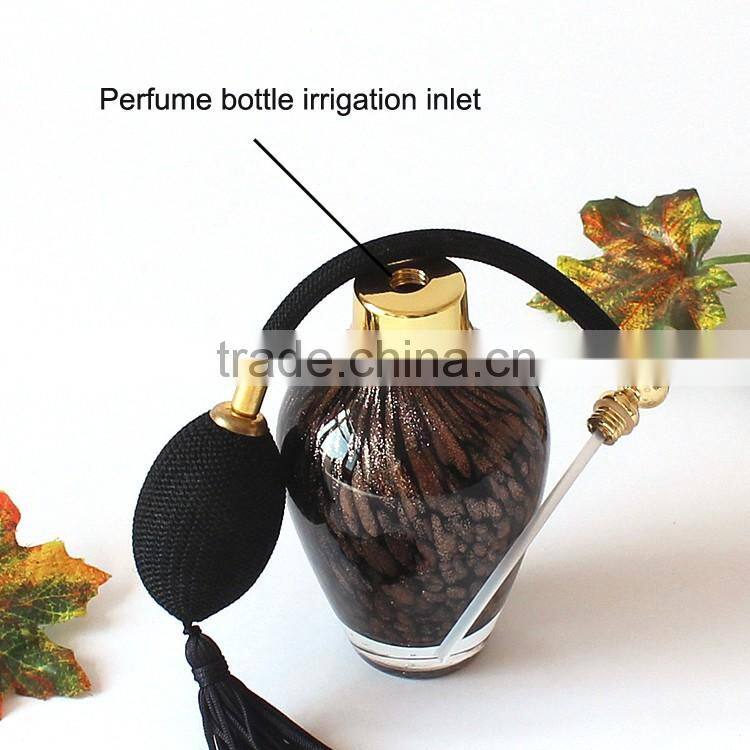 Handmade Black & Gold Point Airbag Glass Perfume Bottle