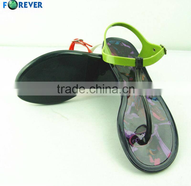 Fresh color summer cheap jelly sandal for lady