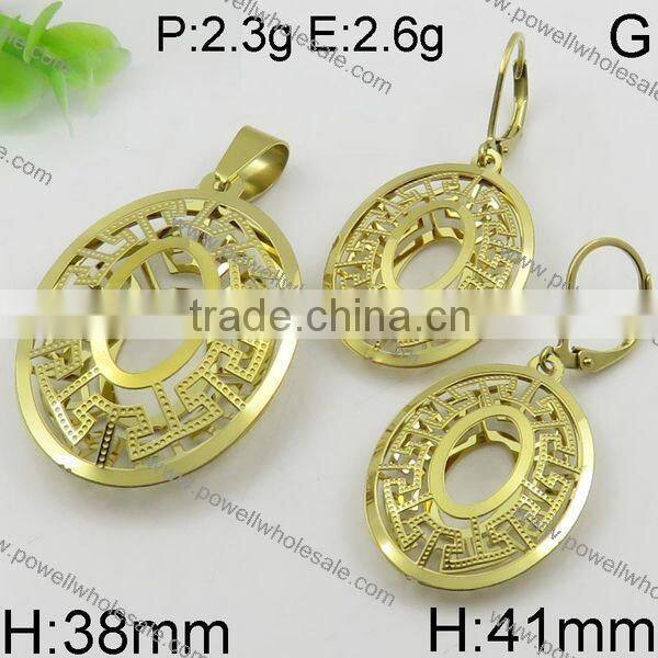 New arrival oval shape dubai 18k gold jewelry set