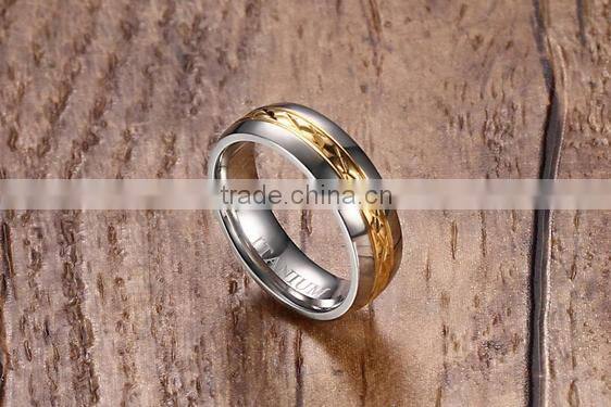 KSF IP Gold Plated Titanium Wedding Ring Titanium Ring With Middle Gold Plated Design Rings 2016