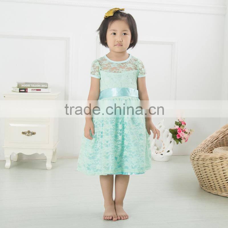 New girls wedding dress applique designer one piece lace stitching party dress baby frock design pictures