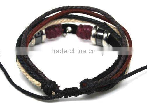 Metal beads leather bracelet