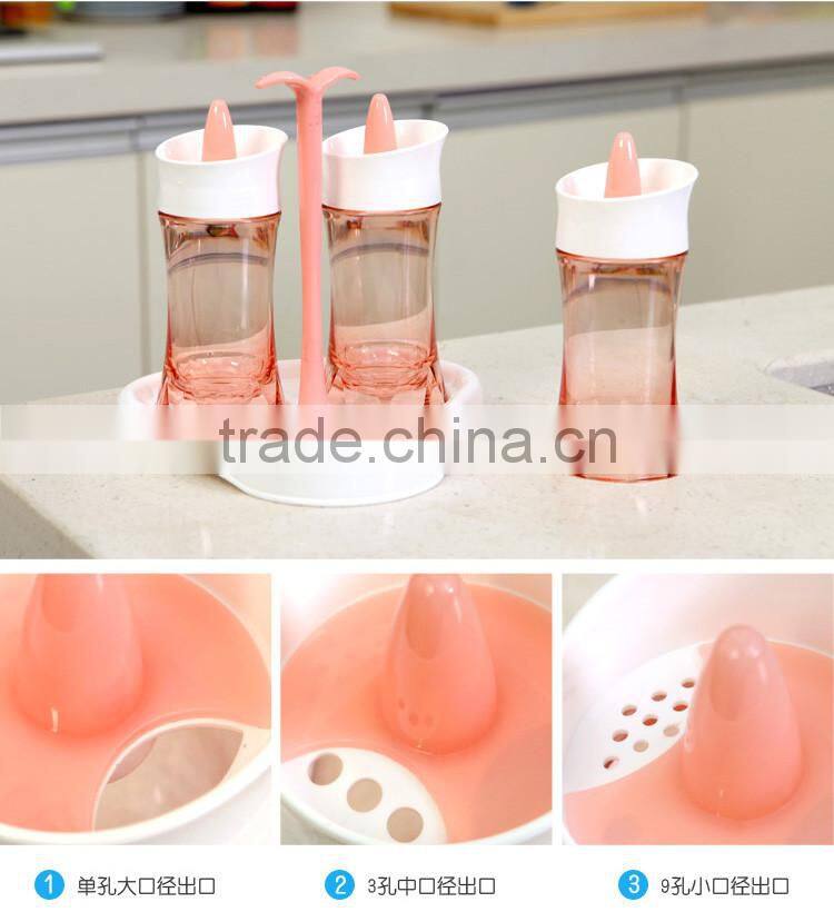 3 pcs set-red rotatable kitchen spice container bottle