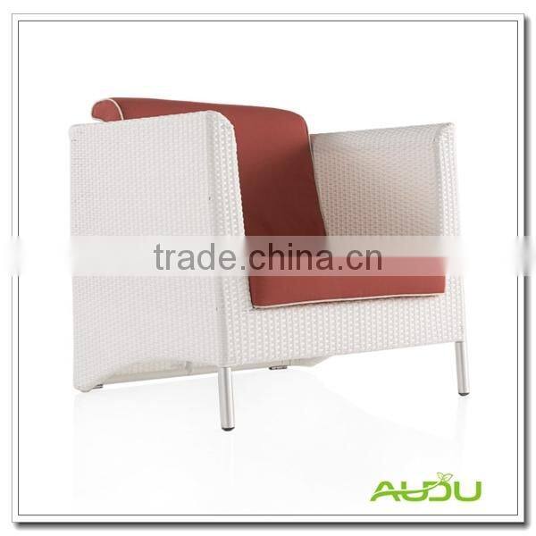Audu Red Cushion Rattan Antique White Chair