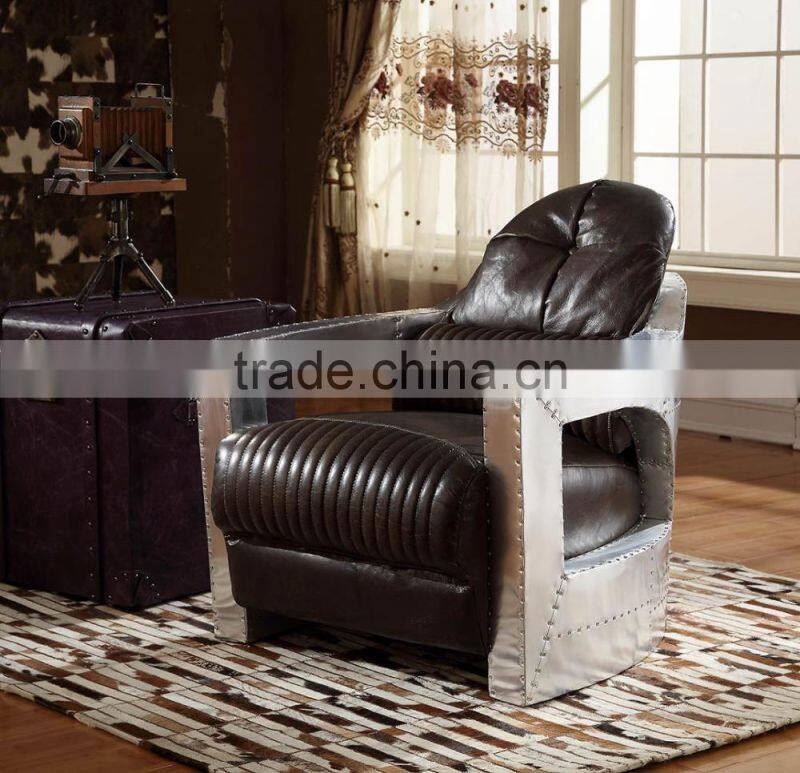 Genuine Leather Replica Living Room Arm Chair/Italy Style Top Grain Leather Sofa