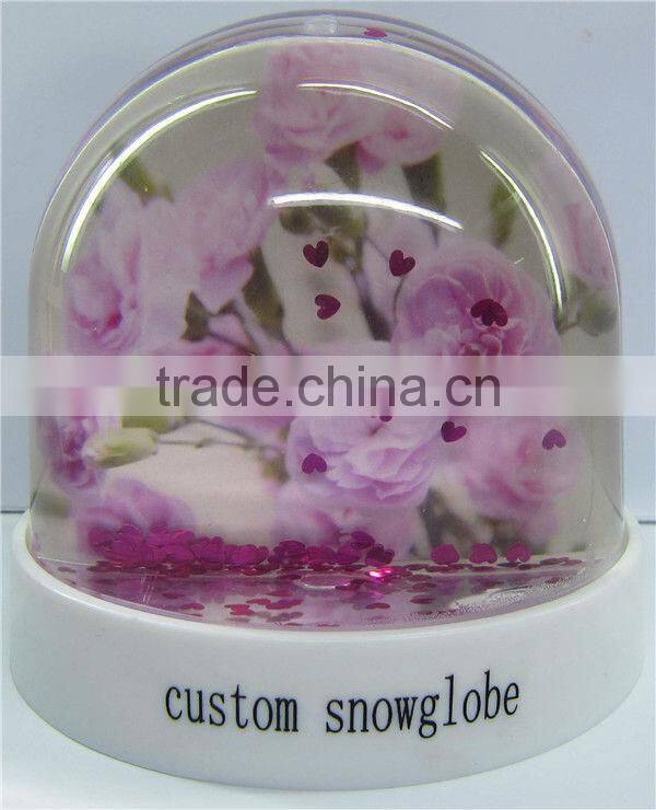 Plastic love flower photo holder snow globes