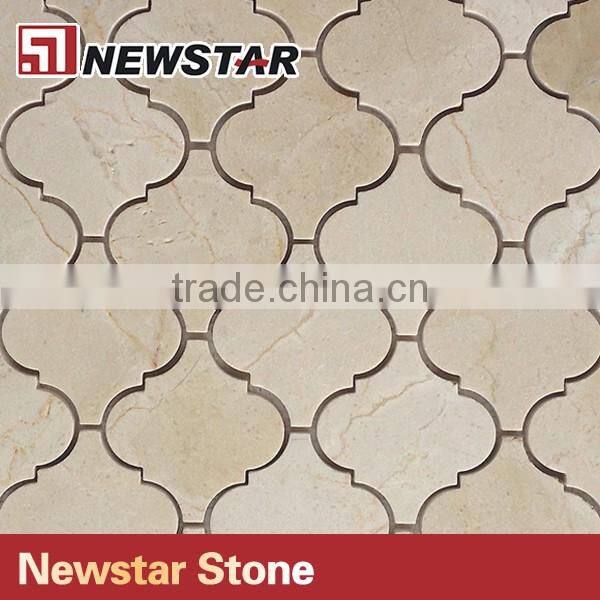 Grade First Quality Spanish Marble Crema Marfil Polished Lantern Shaped Mosaic Tiles