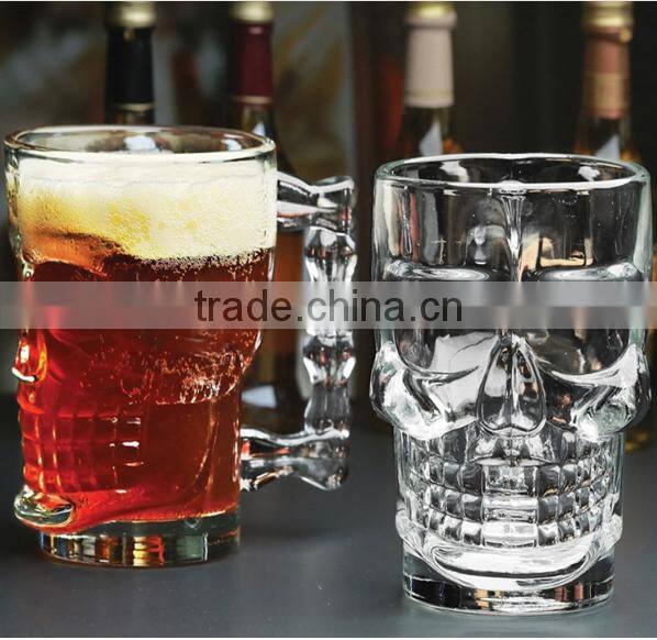 High Clear skull glass mug skull beer stein