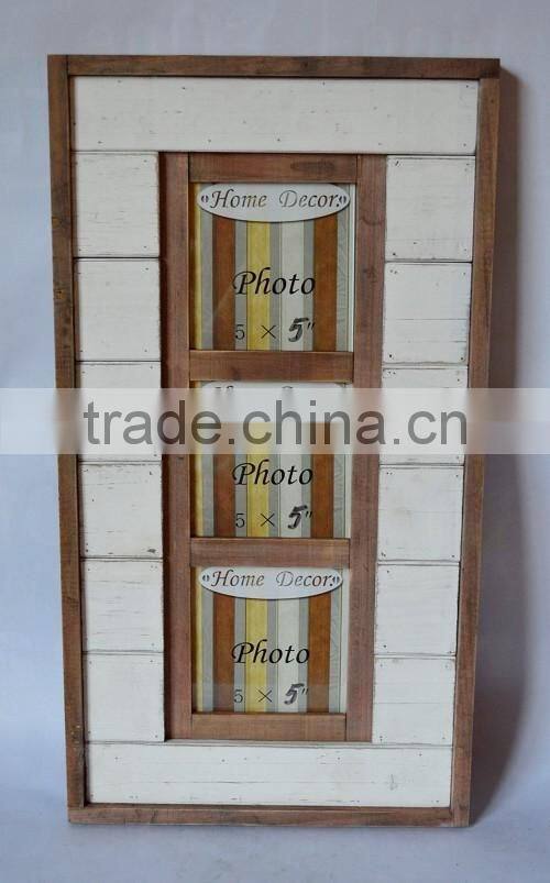 antique washed white multi opening wooden photo frame