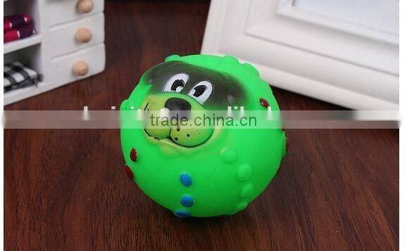 CY190 Various Colours Lovely Face Molar Dog Ball With Squeaker Sound Puppy Pet Dogs Chew Toy