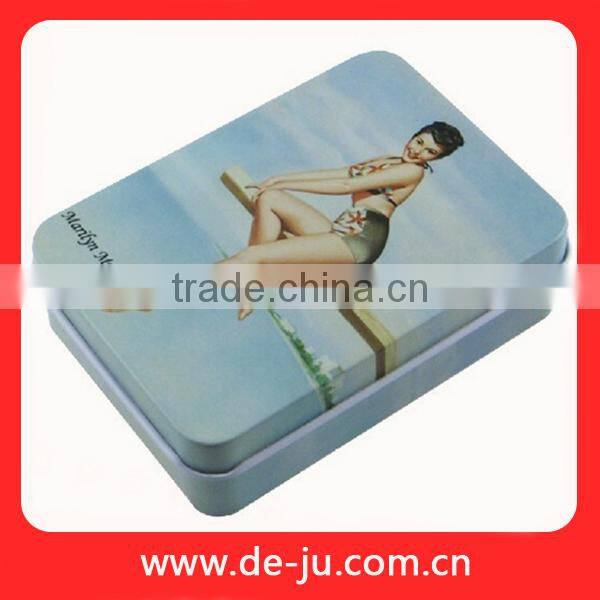 Hand Square Box Heart Printing Lovely Tin Box For Candy