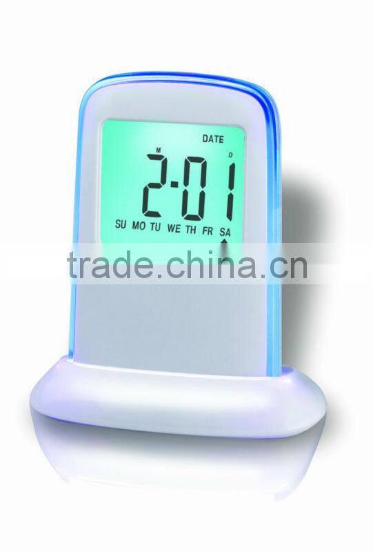 Promotional Push Panel 7-Color Changing LCD Clock