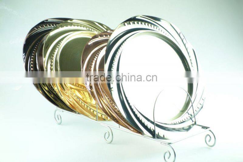 royal round stainless steel wedding plates with multi size and clourful