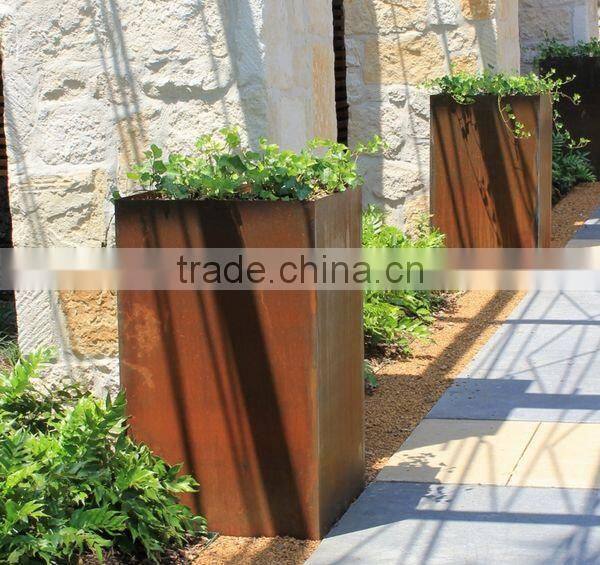 FO-9C06 rectangular type garden pot with Corten Steel material