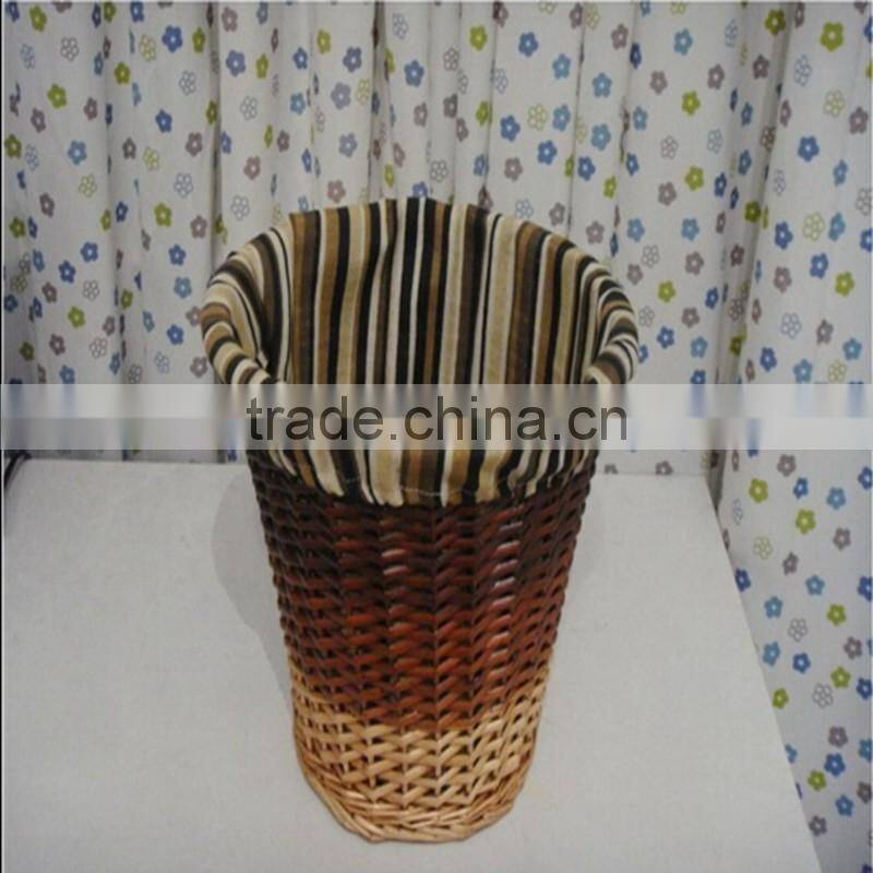 ROUND WILLOW WOVEN WICKER WASTE BASKET