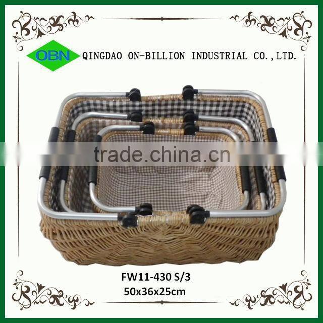 New design unique bulk wicker basket with aluminum handles High Quality Wicker Basket