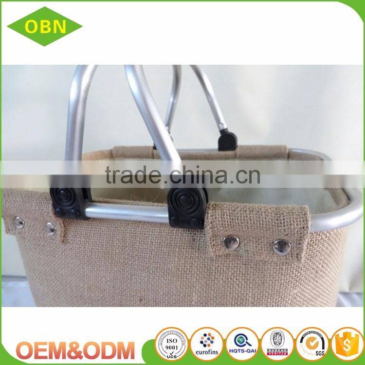 Wholesale cheap vintage foldable jute storage basket used jute bag with handle