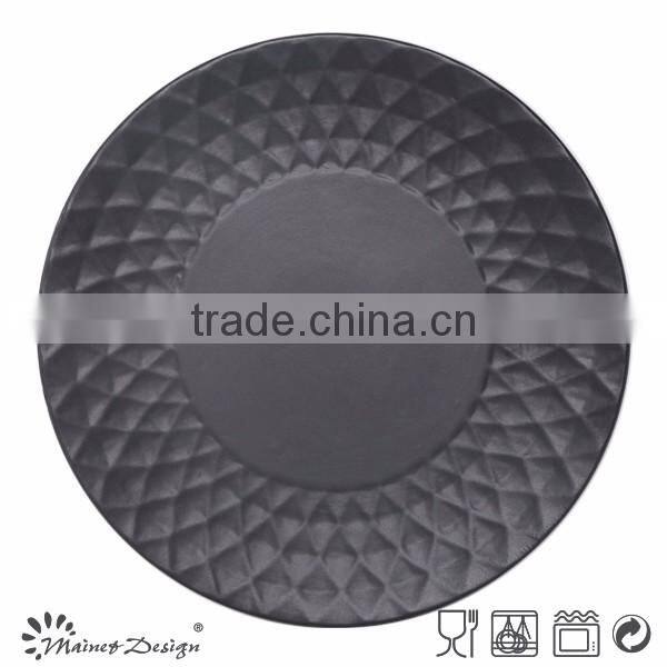 Round Crockey ceramic stoneware emboss dinnerware plate