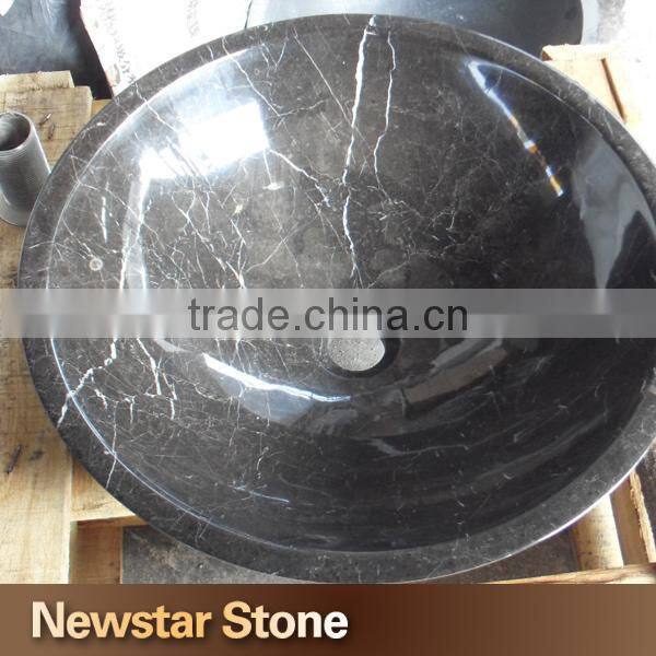 Chinese good polished round dark emperador marble sink