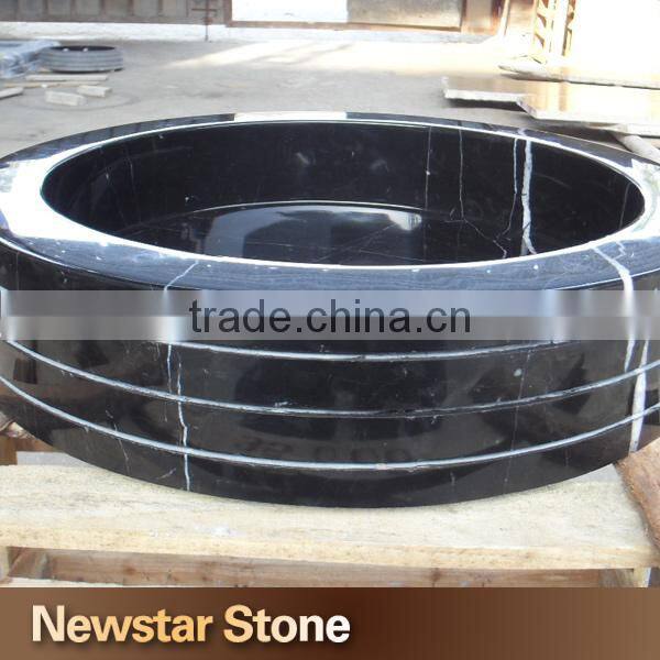 Chinese polished black carved marble sink