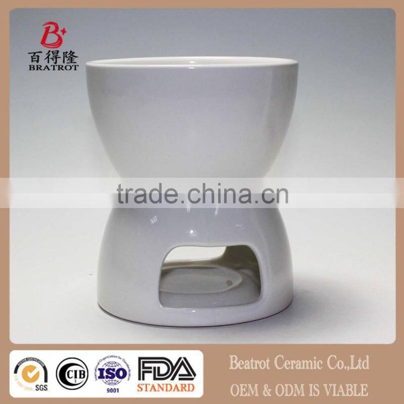 Ceramic Chocolate Fondue Set w/ Forks - Tea Light Porcelain Melting Pot w/ Fondue Dippers