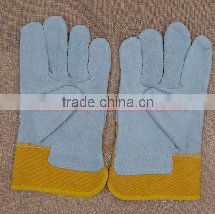 Color Safety Gloves,Cow Split Leather Work Glove,Leather cotton Welding Gloves