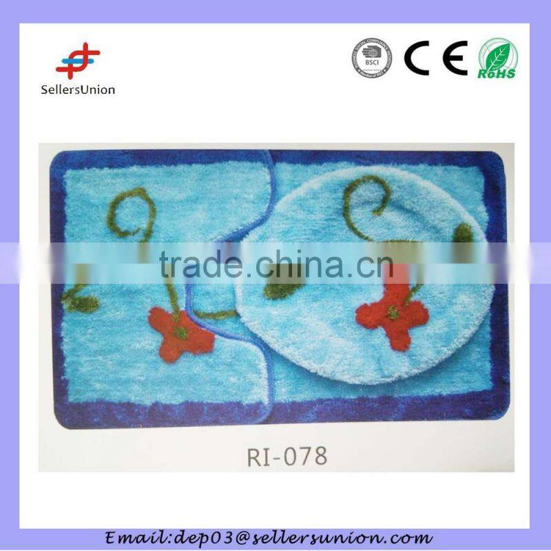3pcs bathroom mat anti-slip with toliet seat cover
