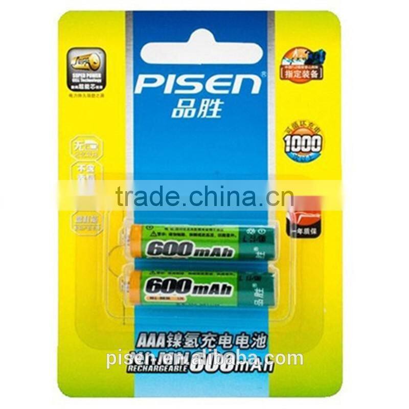 Pisen Rechargeable 1.2V AAA 600mAh Nimh Battery Pack