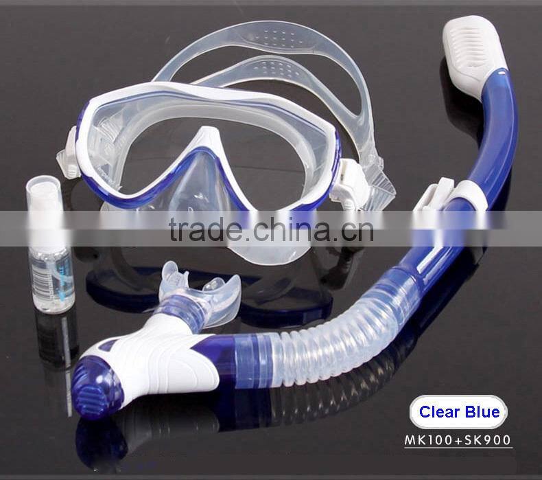2016 black PU silicone swimming competition snorkel, diving masks and snorkel set(SK-901)