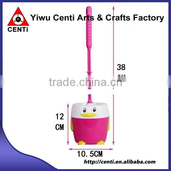 Hot sale cartoon penguin plastic toilet brush and holder cleaning brush