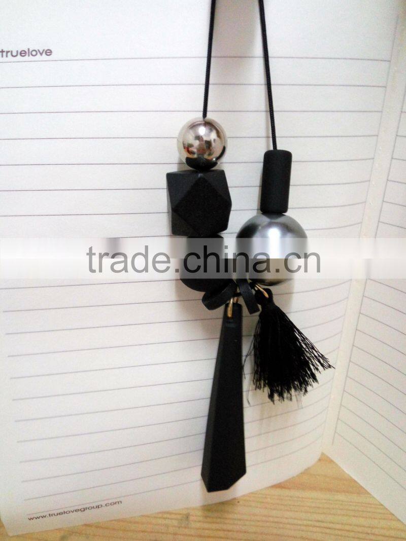geometric beads pendant necklace long tassel necklace