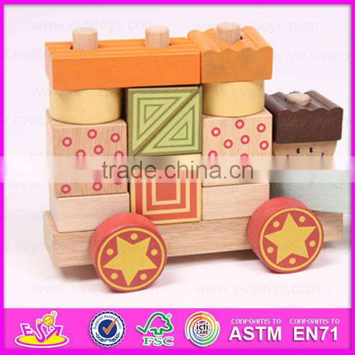 New intelligence Promotional Children Wooden Pull Blocks Train Toy W05C017