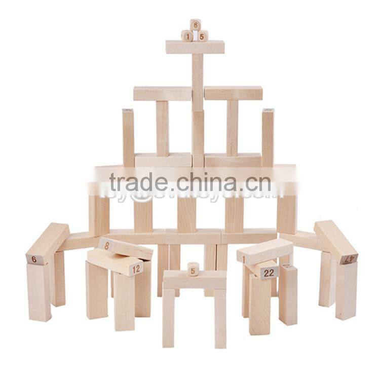 Best sale 51 pcs building toys wooden educational play blocks for toddlers W13D150