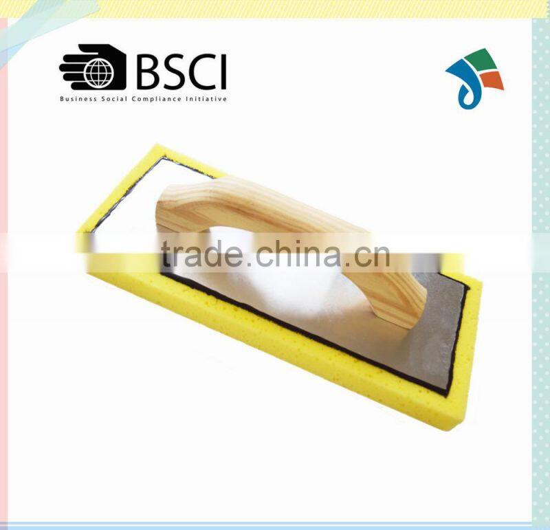 Swiss cheese sponge with wood handle aluminum backing float trowel