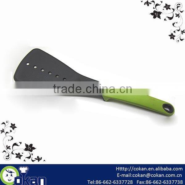 New Design Nylon Slotted Turner with TPR Handle,nylon spatula CK-3054-2