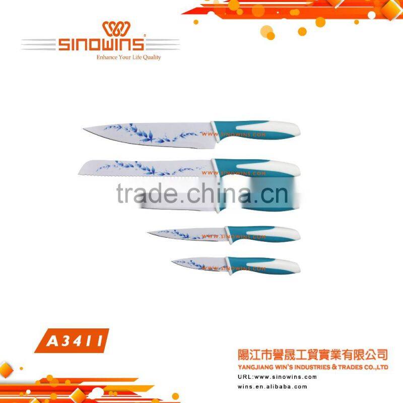 A3023 Cool Design 5pcs Stainless Steel Knife Set with Non-stick Coating