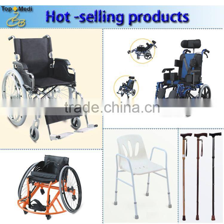 Topmedi foldable aluminum manual wheelchair with swing away armrest