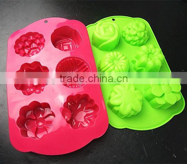 11031 Six flower shaped promotional gift silicone cake mold